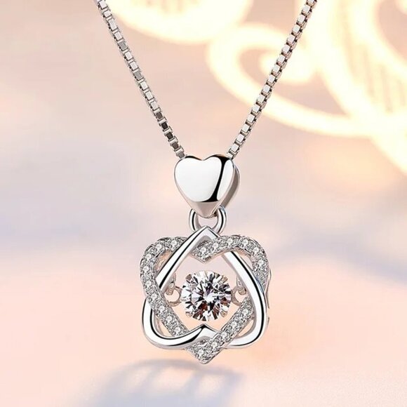 3/$30 Eternal Love Necklace Set Romantic Rhombus Zircon Pendant NWOT - Picture 1 of 4